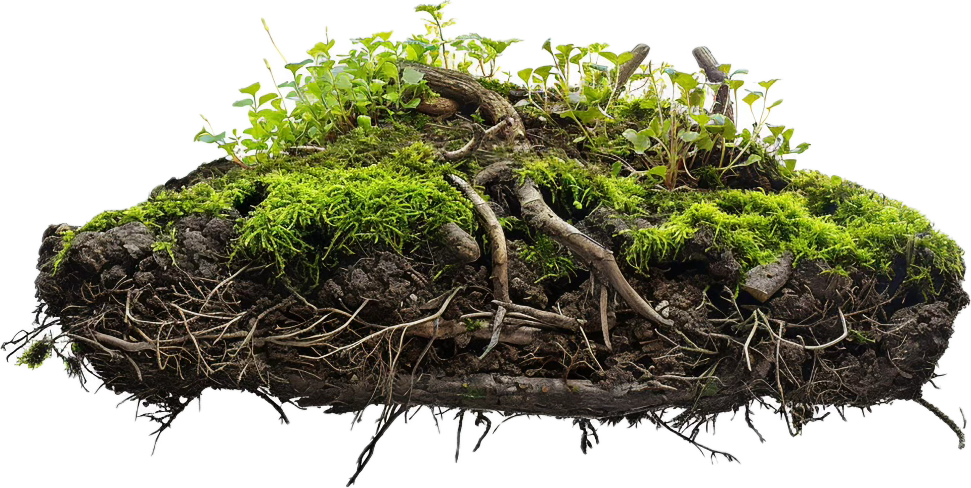 AI generated Cross-Section of Soil Layers with Roots and Grass png