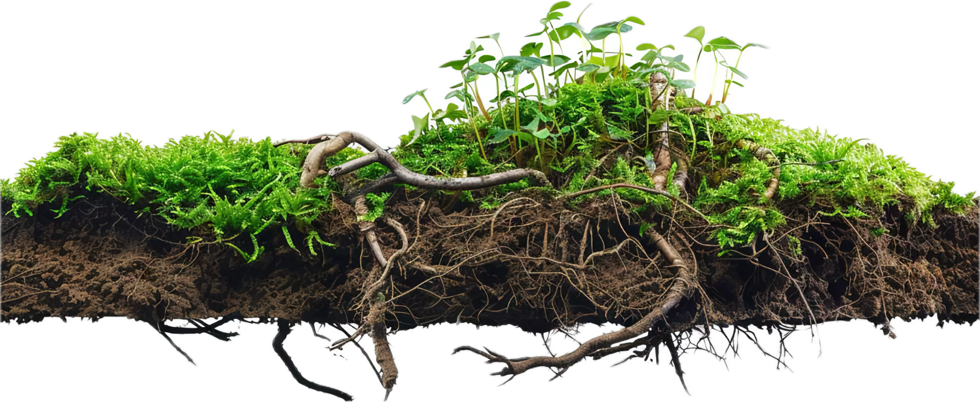 AI generated Cross-Section of Soil Layers with Roots and Grass png