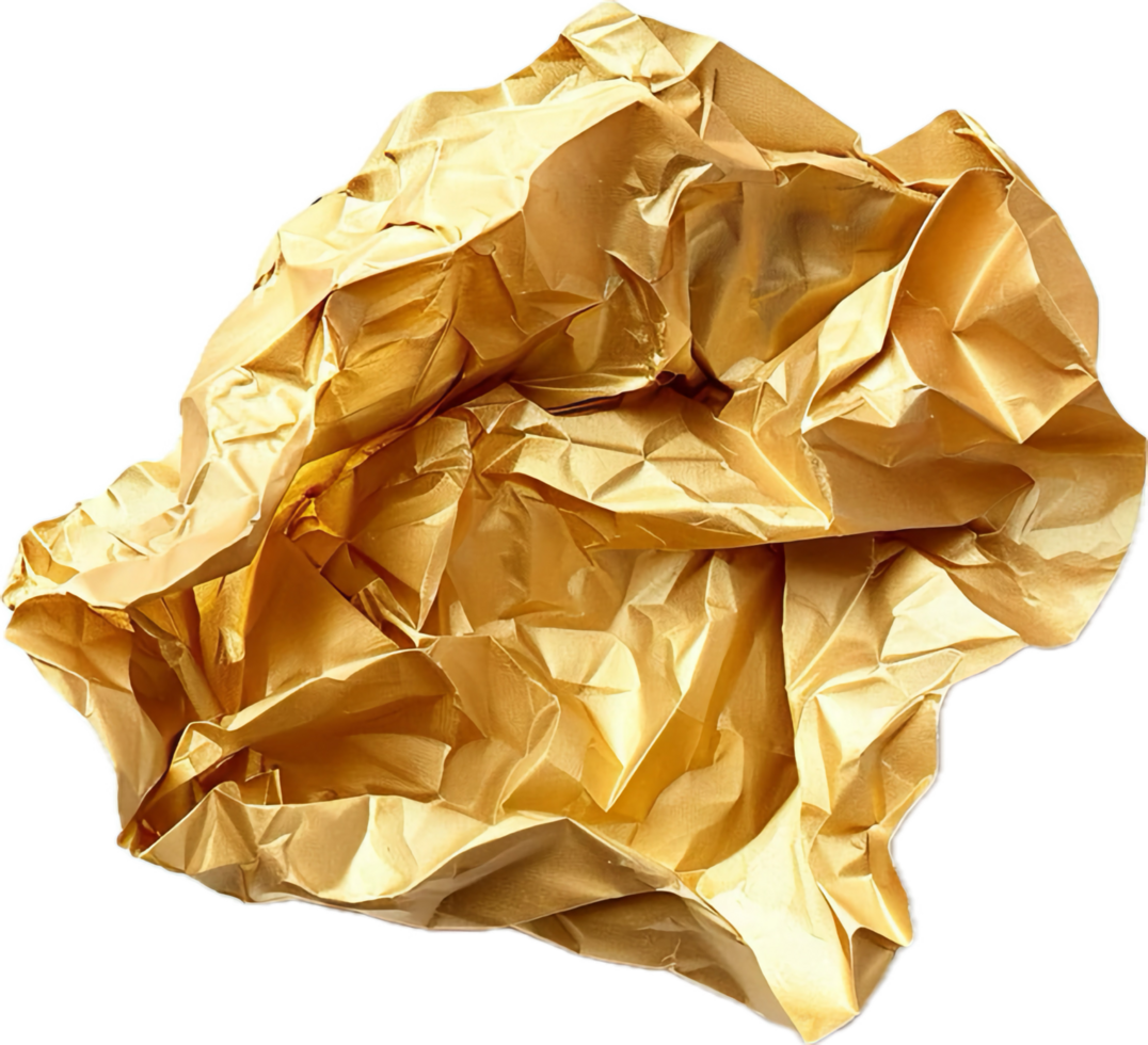 AI generated Crumpled Golden Foil Texture png