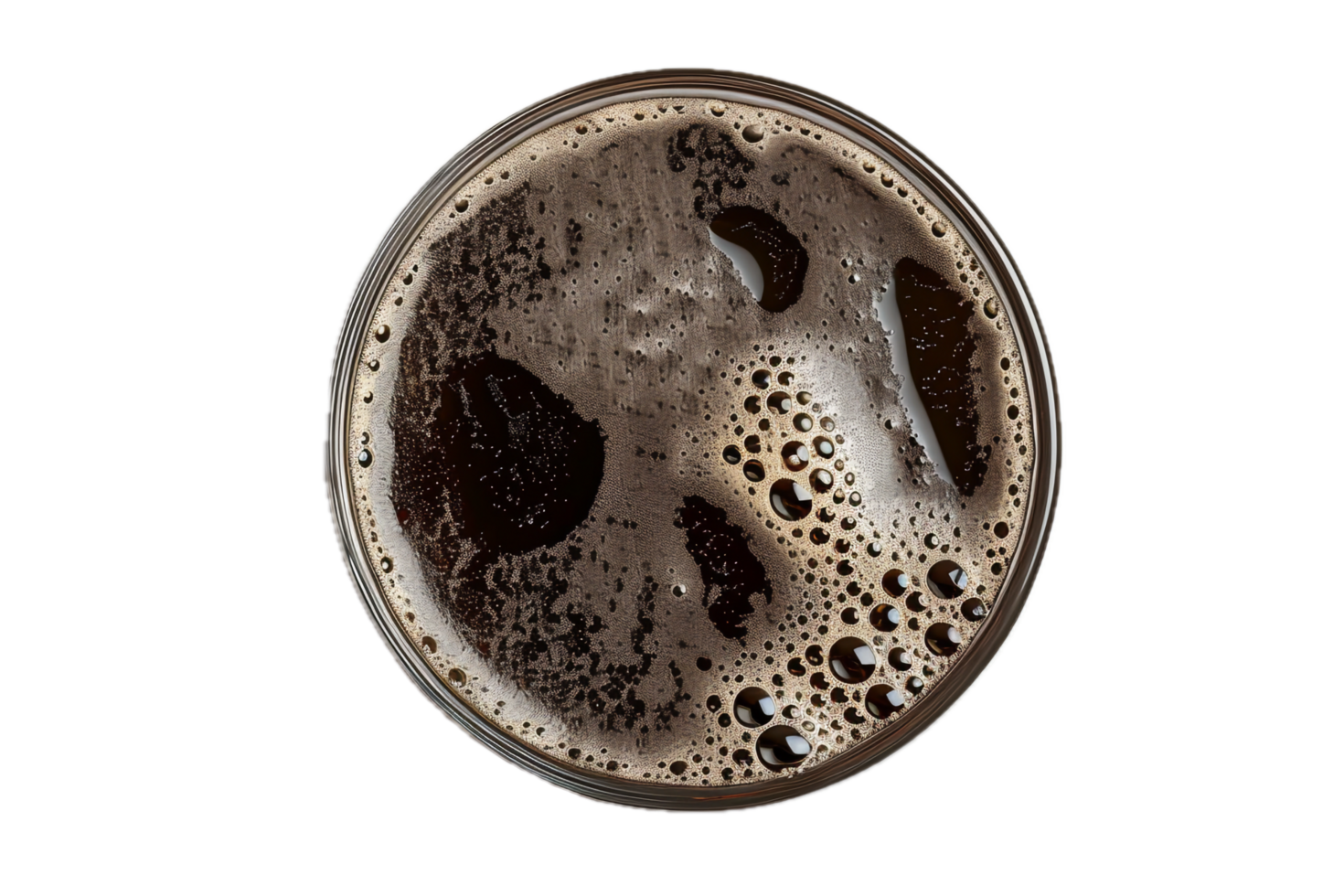 AI generated Close-Up of Frothy Beer in Glass Top View png