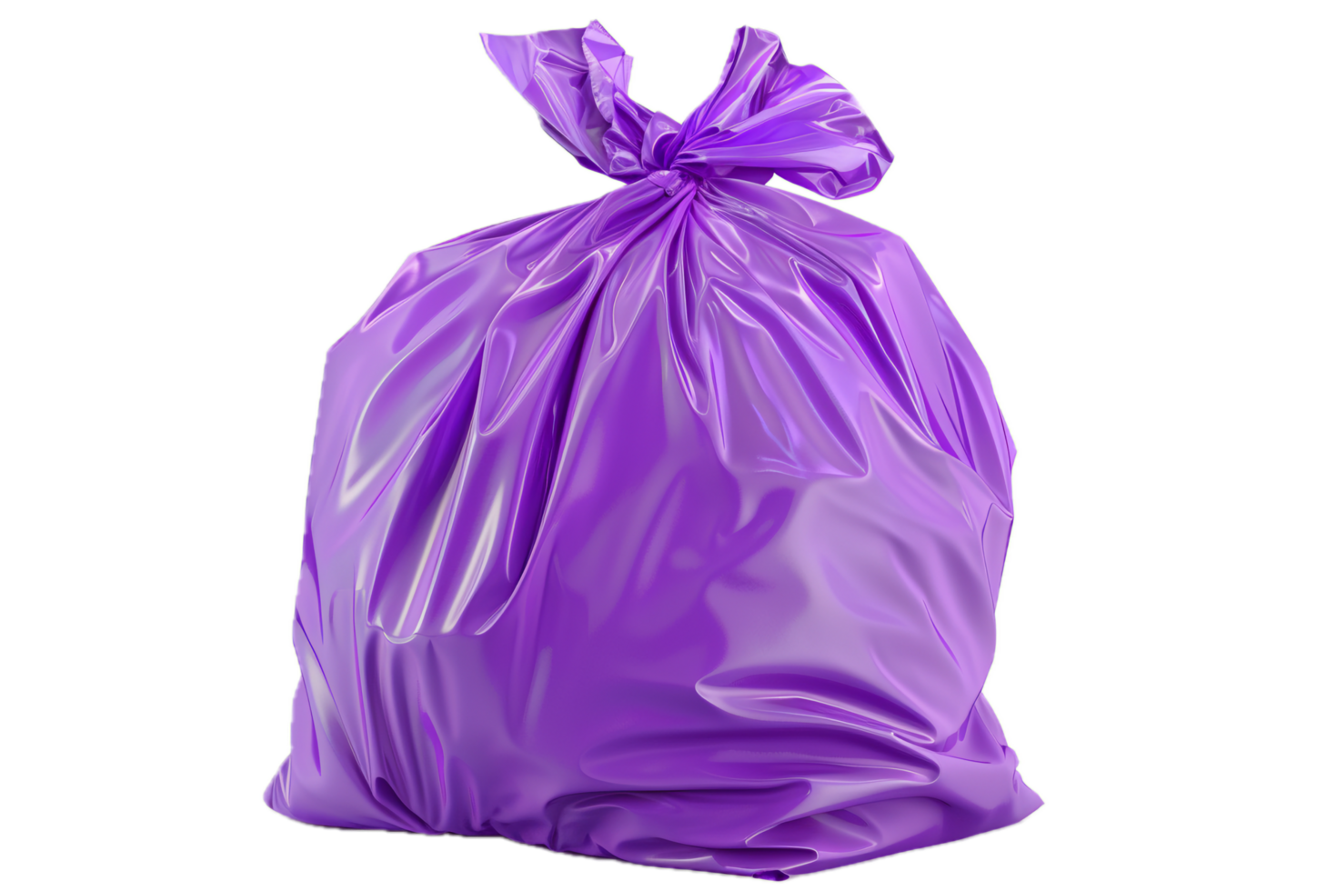 ai generado atado púrpura el plastico basura bolso png