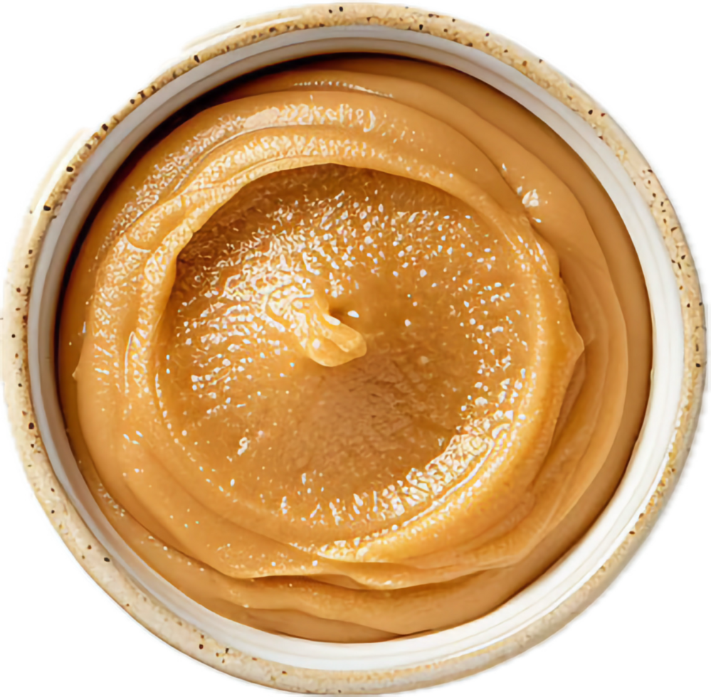 AI generated Creamy Peanut Butter in Open Jar Top View png