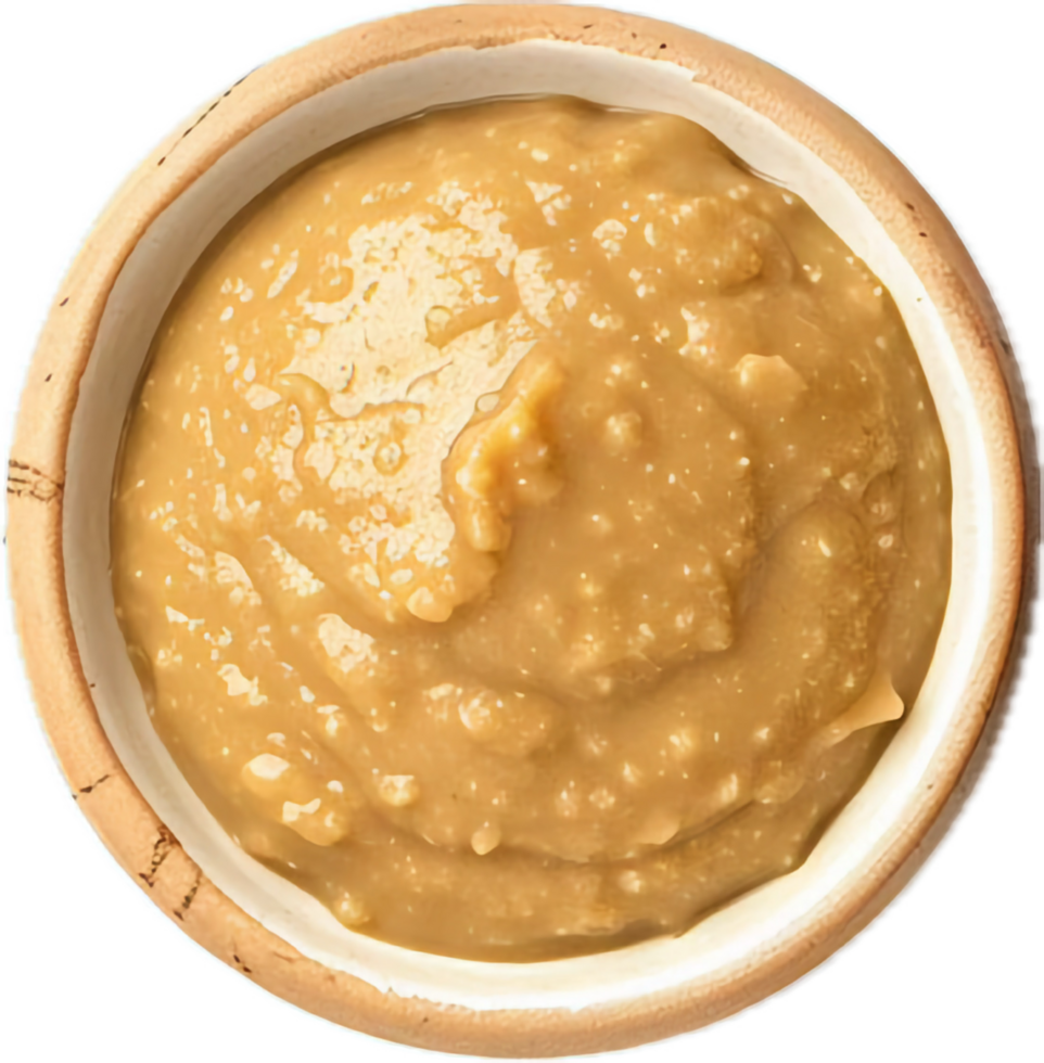 AI generated Creamy Peanut Butter in Open Jar Top View png