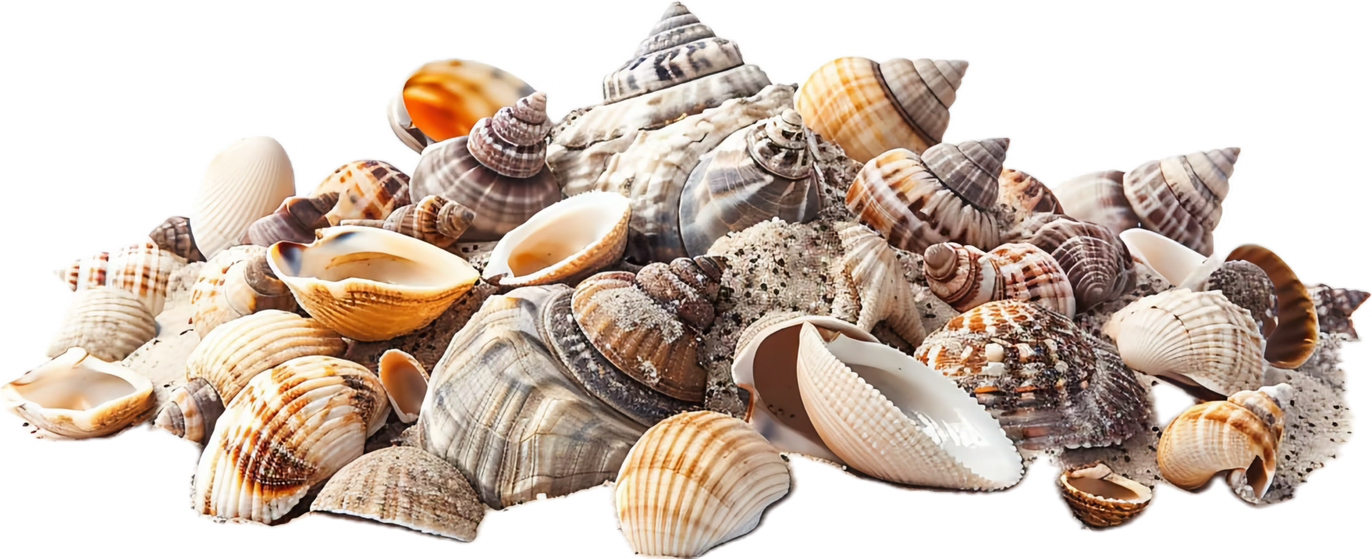 AI generated Assorted Seashells Collection png