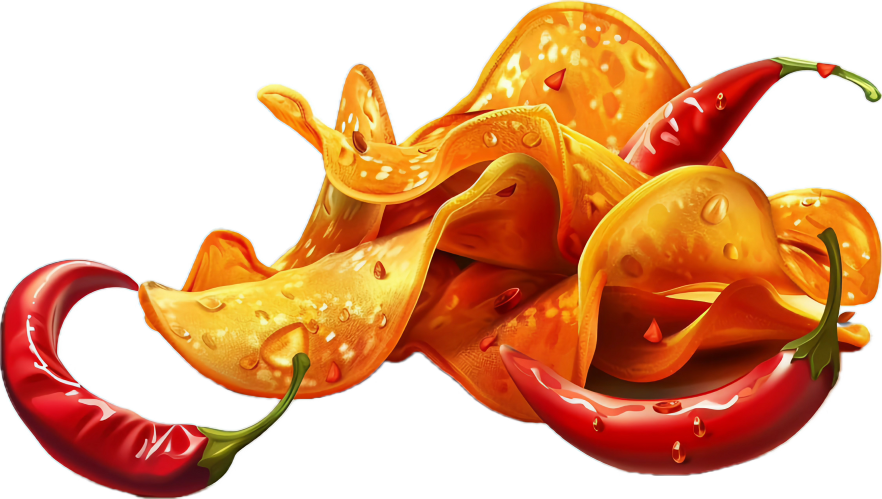 AI generated Spicy Crispy Potato Chips png
