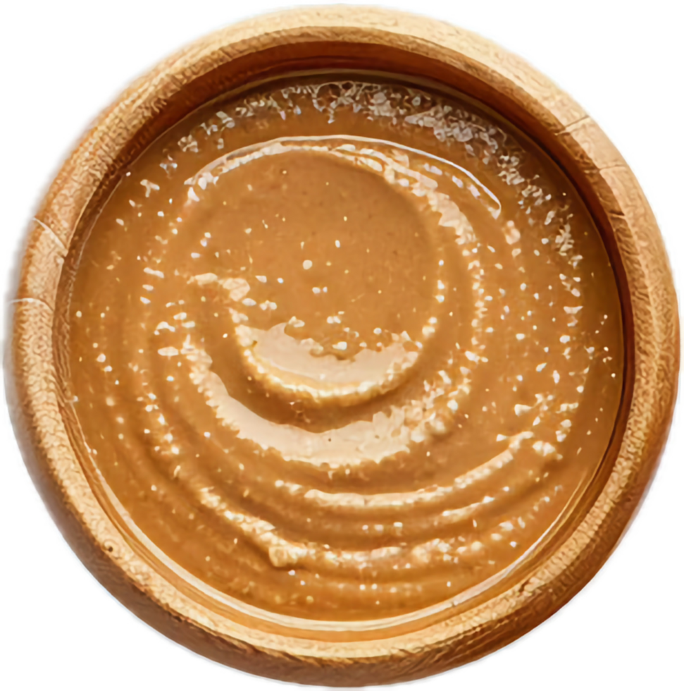 AI generated Creamy Peanut Butter in Open Jar Top View png