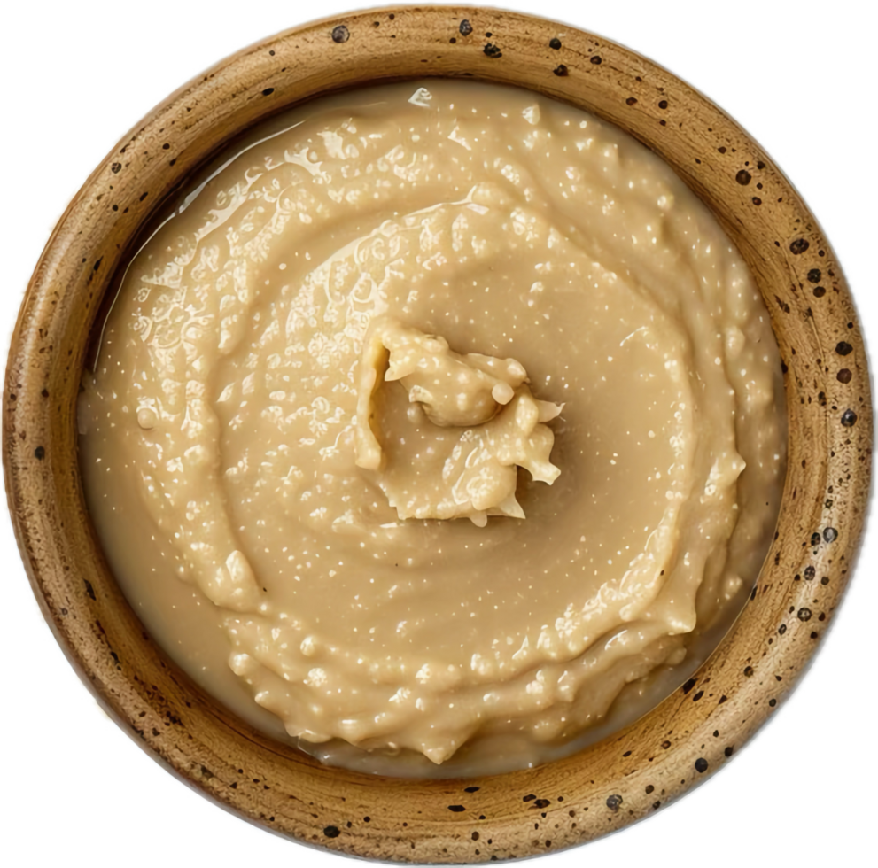 AI generated Creamy Peanut Butter in Open Jar Top View png