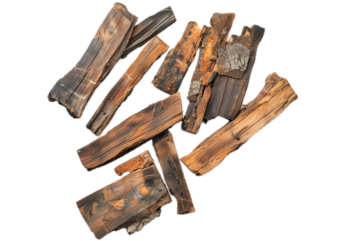 AI generated Assorted Aged Wood Pieces png