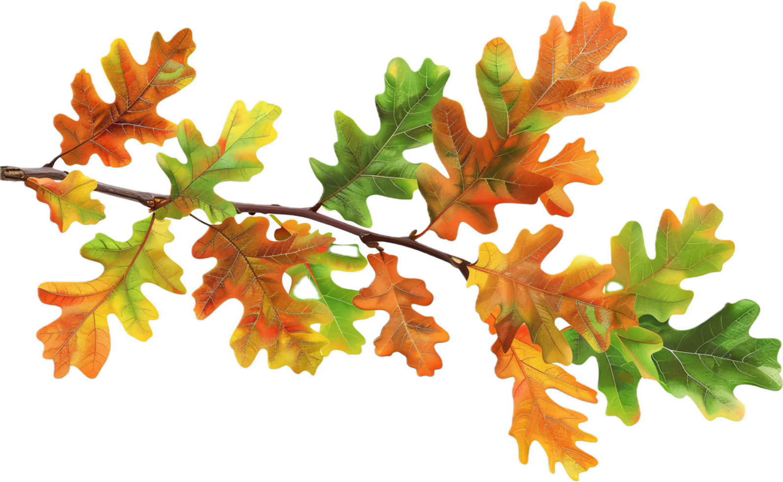 AI generated Autumn Oak Leaves Branch png