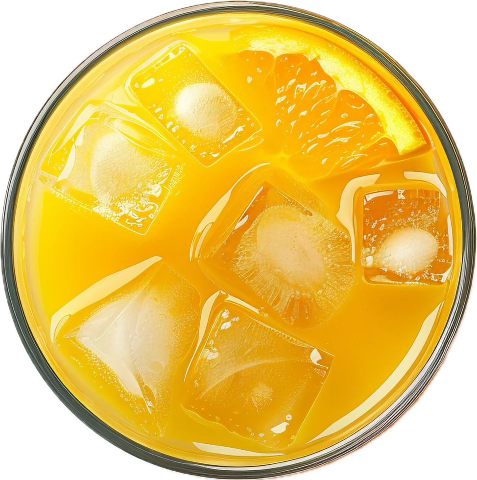 AI generated Cold Orange Drink with Ice Cubes and Slices png