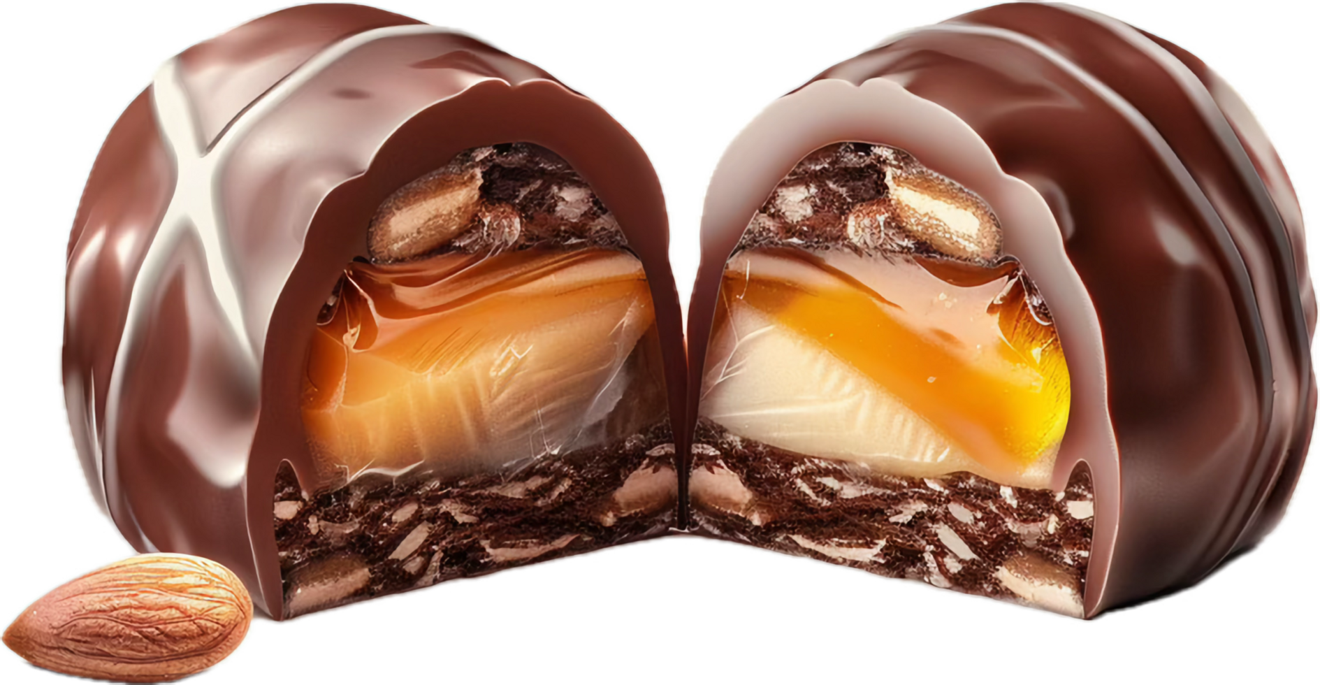 AI generated Luxury Chocolate Praline with Almond and Caramel png