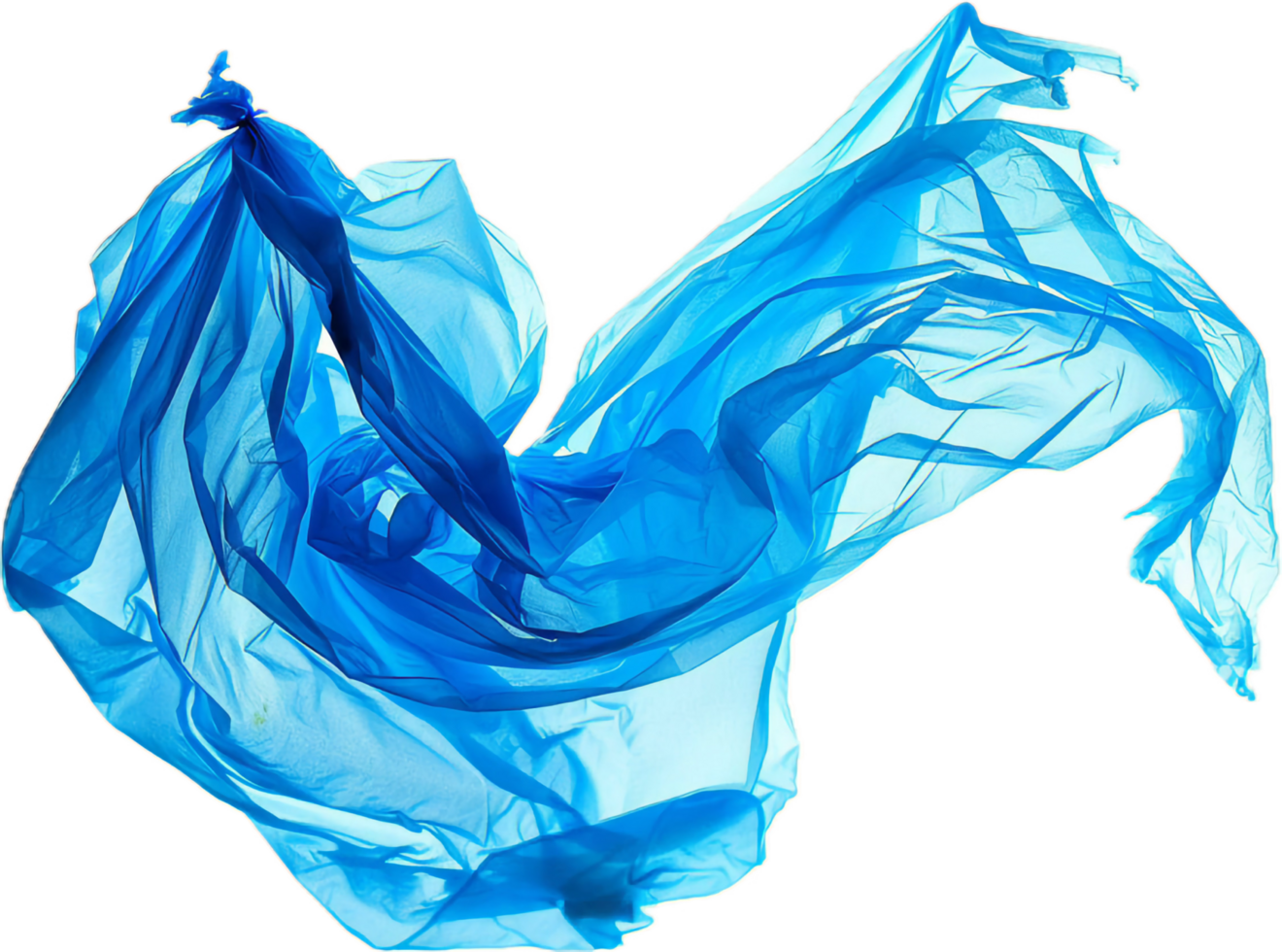AI generated Elegant Blue Fabric Flowing in the Wind png