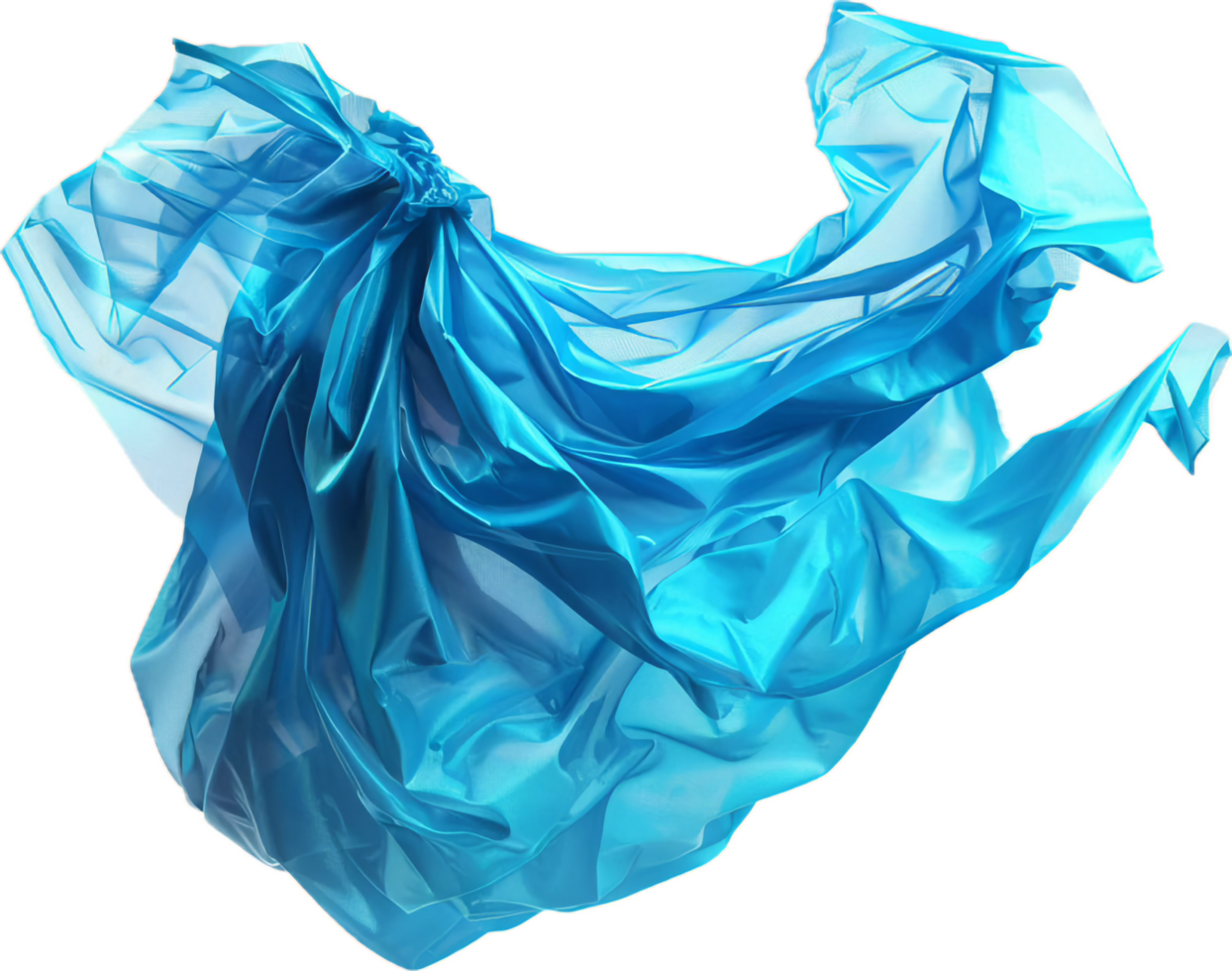 AI generated Elegant Blue Fabric Flowing in the Wind png