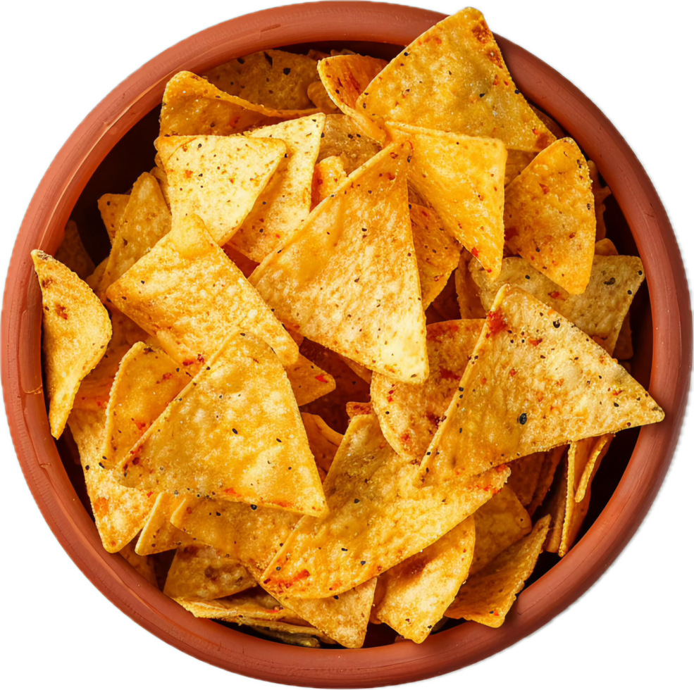 AI generated Crispy Tortilla Chips in Salsa Dip Bowl png