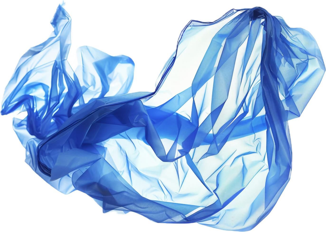 AI generated Elegant Blue Fabric Flowing in the Wind png