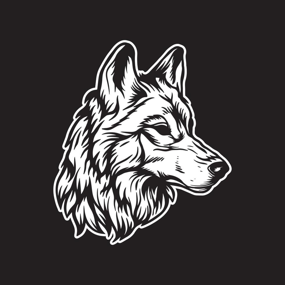 wolf art black and white hand drawn illustrations vector