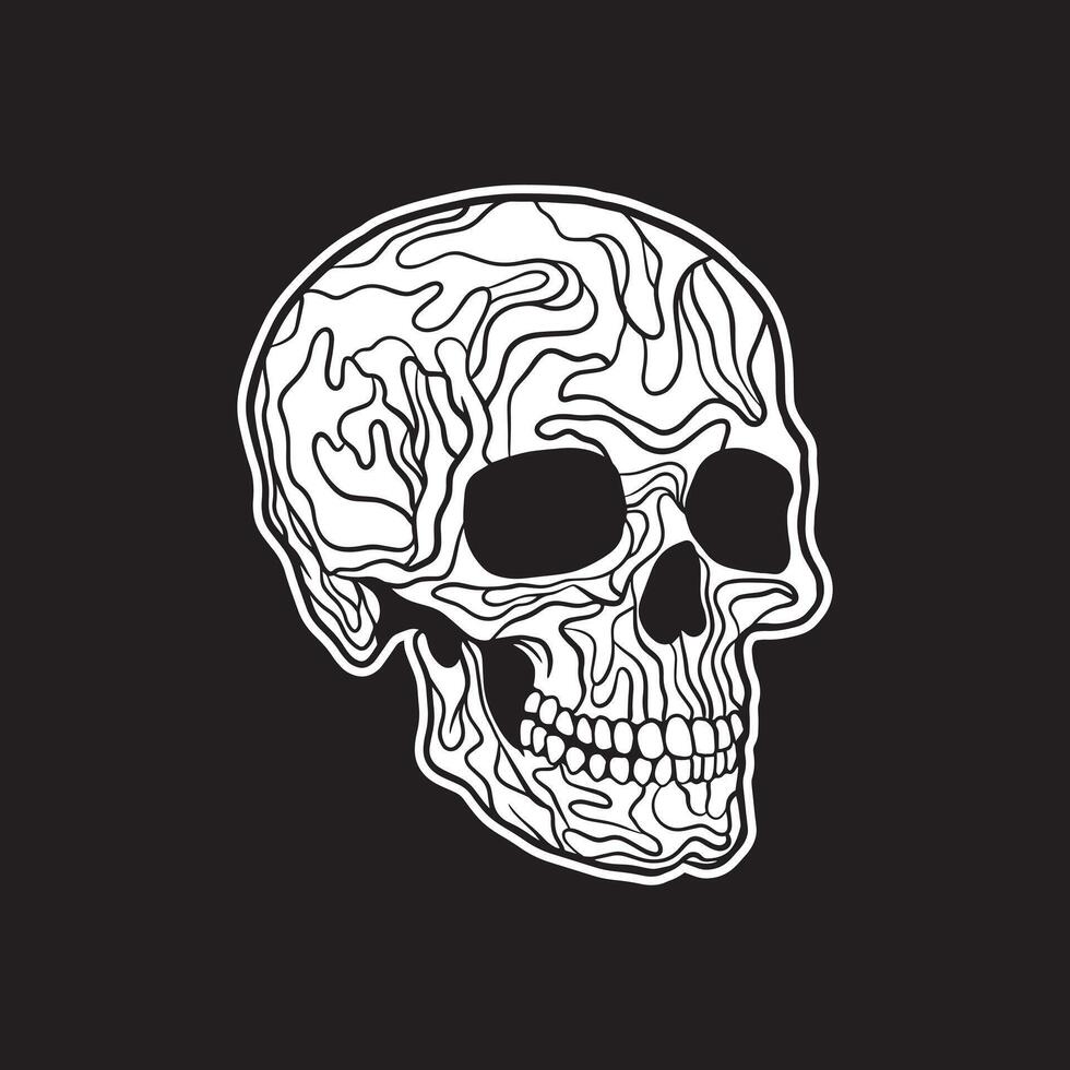 cráneo Arte negro y blanco mano dibujado ilustraciones vector
