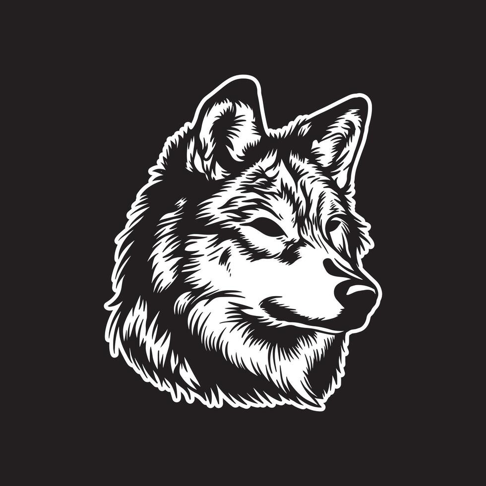 wolf art black and white hand drawn illustrations vector