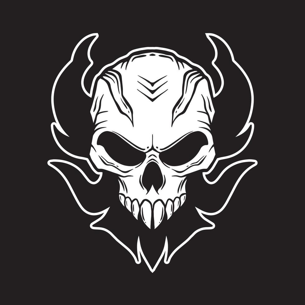 Skull art black and white hand drawn illustrations vector