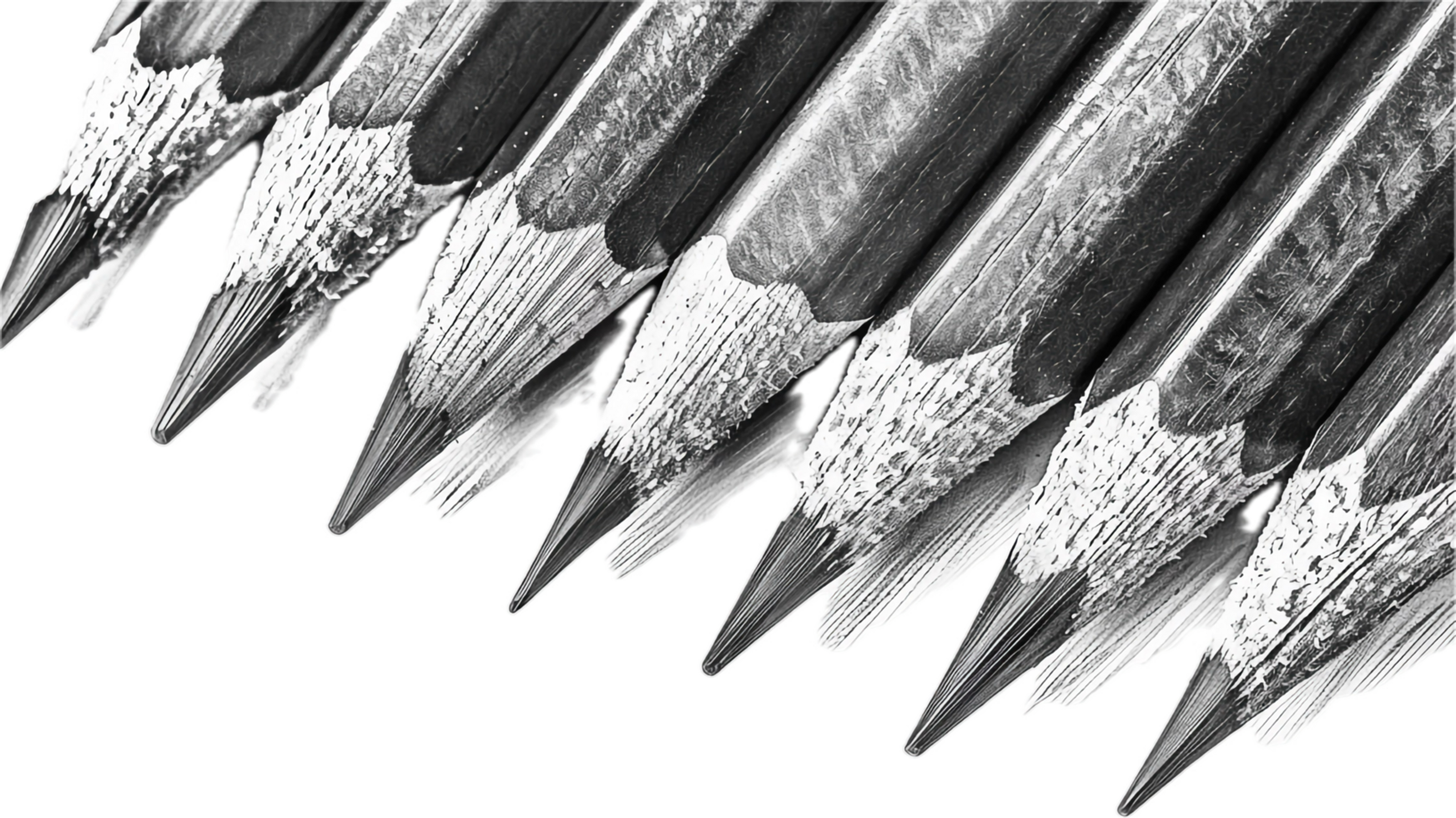 AI generated Black and White Sharpened Pencils Close-Up png