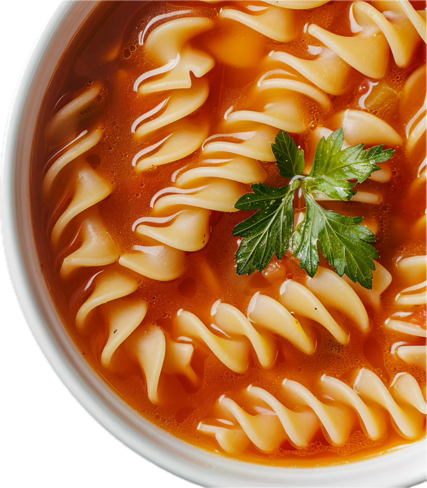 AI generated Tomato Soup with Rotini Pasta and Parsley png