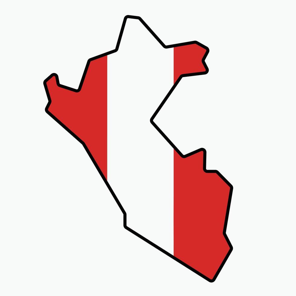 Outline drawing of Peru flag map. vector