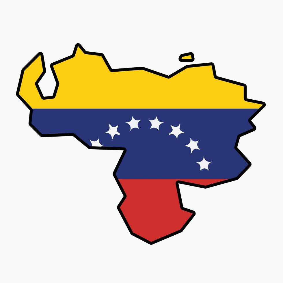 Outline drawing of Venezuela flag map. vector