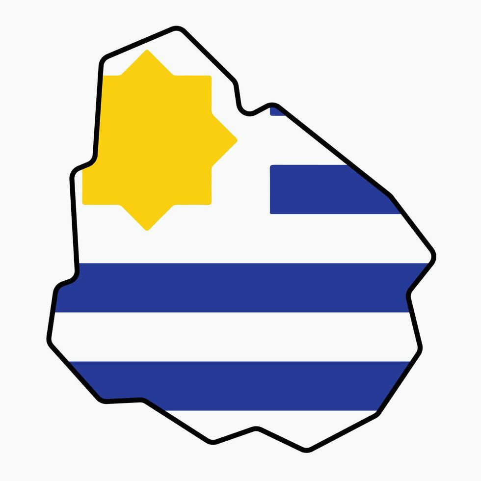 Outline drawing of Uruguay flag map. vector