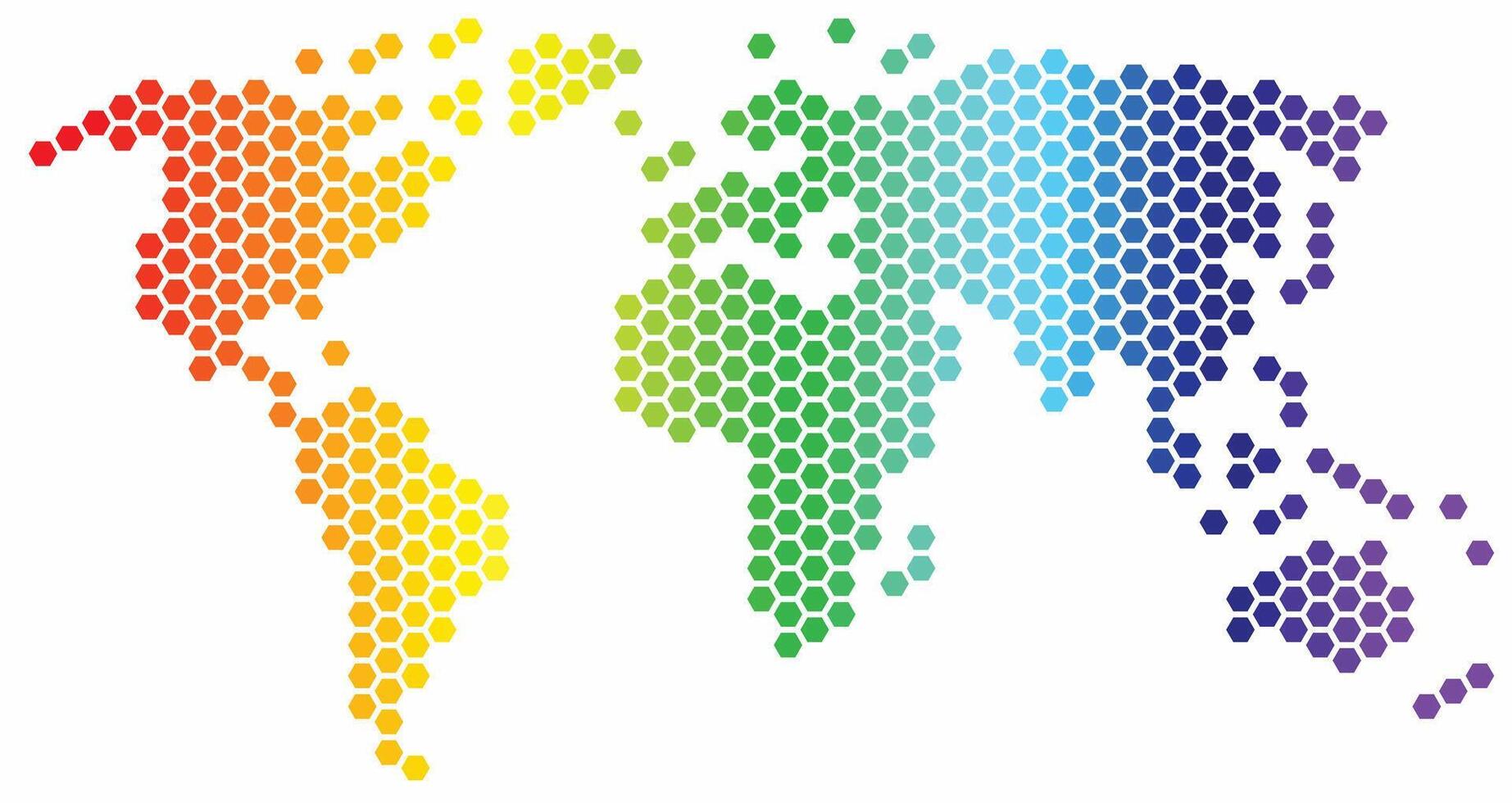 hexágono forma mundo mapa en blanco antecedentes. vector