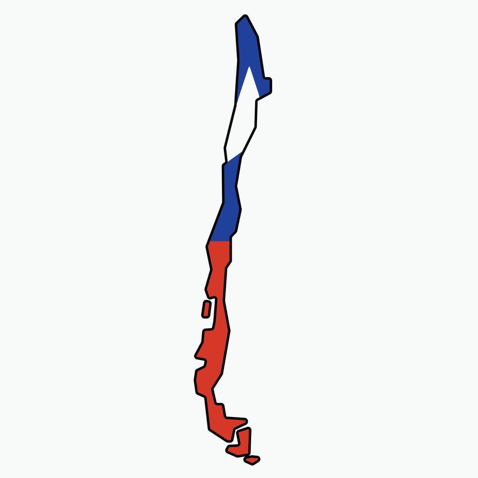 Outline drawing of Chile flag map. vector