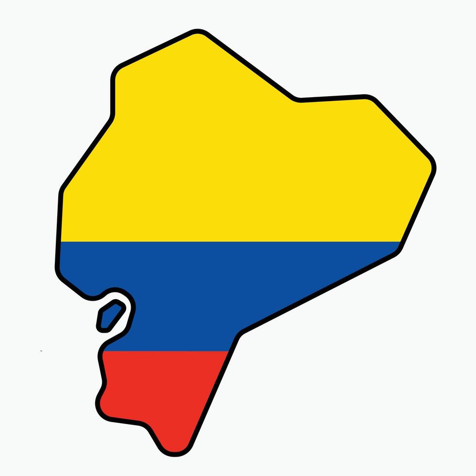 contorno dibujo de ecuador bandera mapa. vector