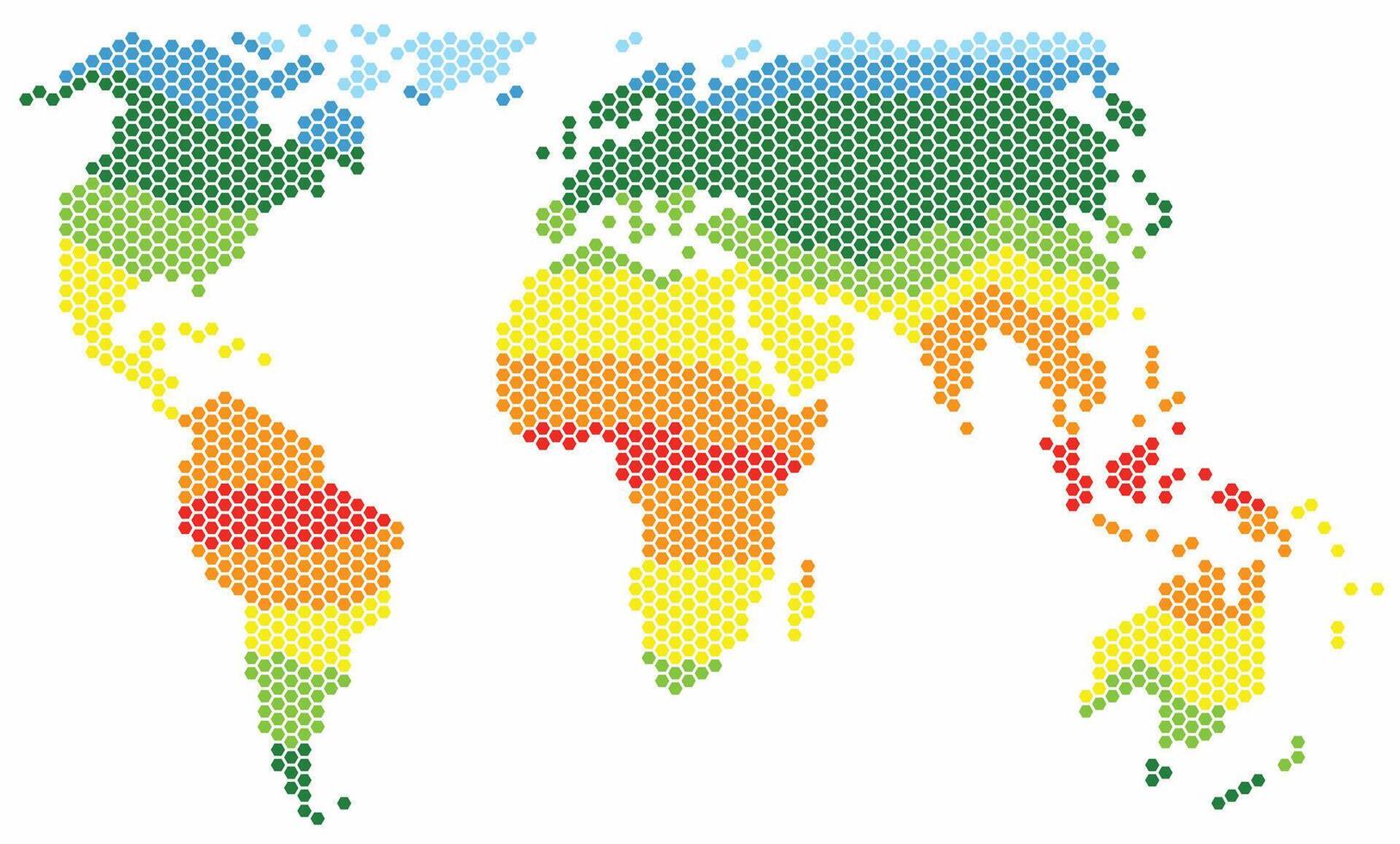 hexágono forma mundo mapa en blanco antecedentes. vector