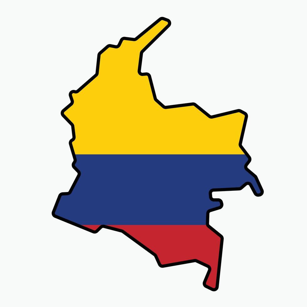 Outline drawing of Colombia flag map. vector