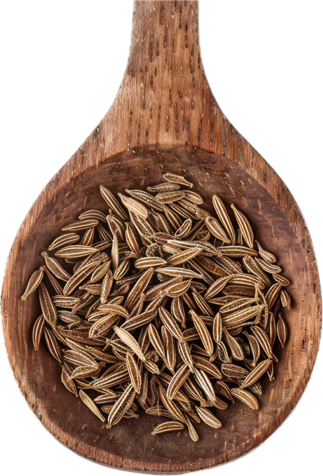 AI generated Dried Cumin Seeds in Wooden Spoon png
