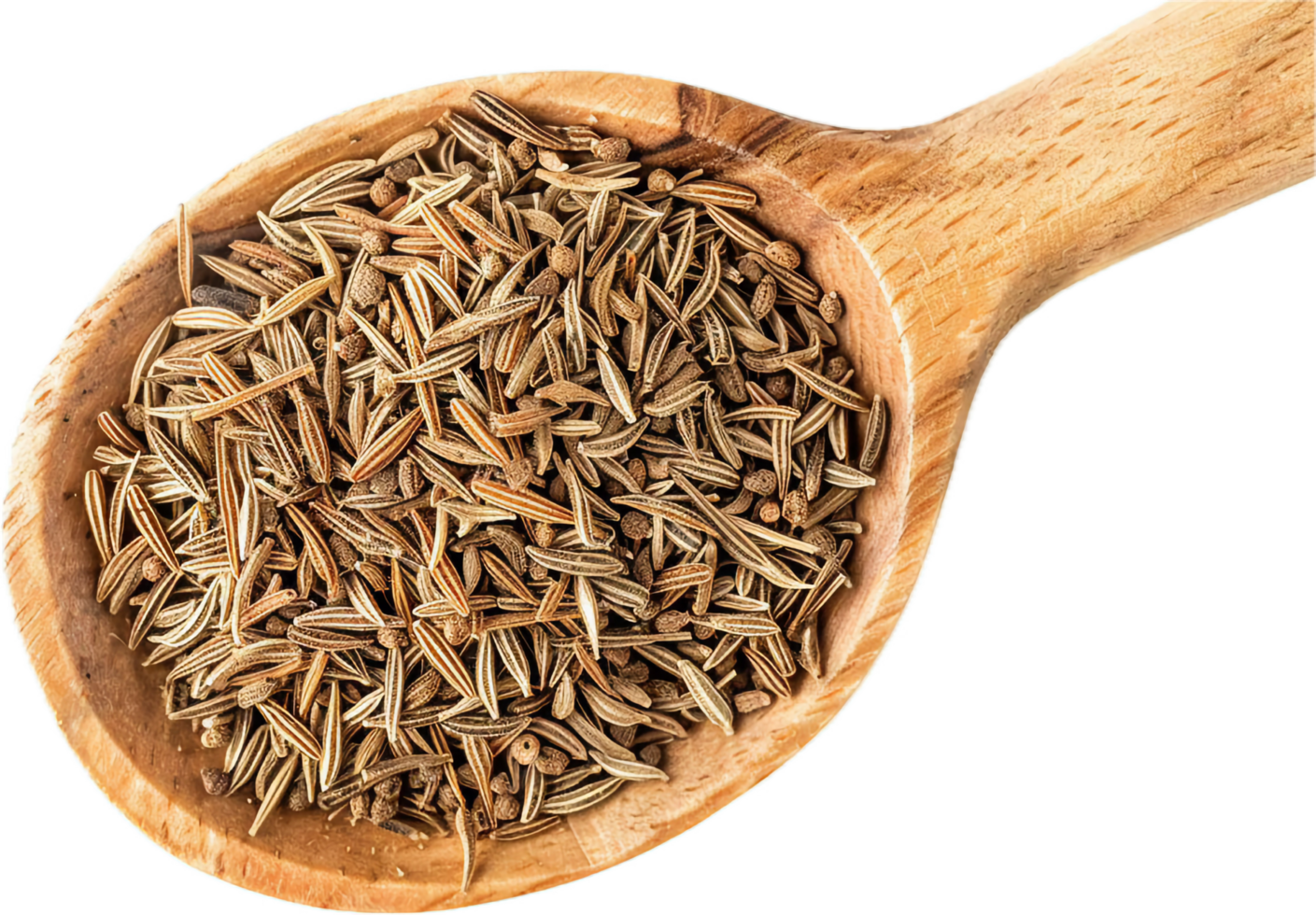 AI generated Dried Cumin Seeds in Wooden Spoon png