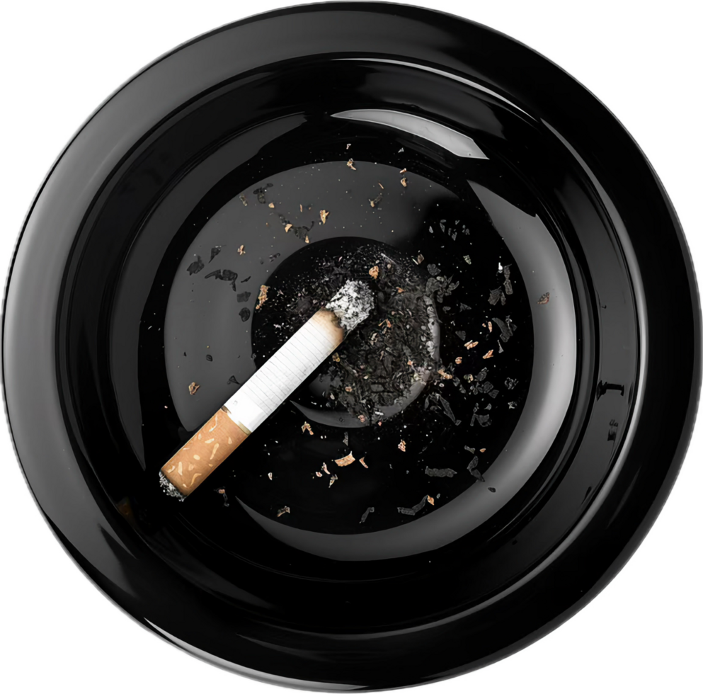 AI generated Cigarette Resting on Black Ashtray png