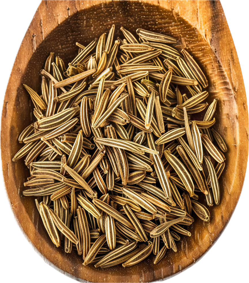 AI generated Dried Cumin Seeds in Wooden Spoon png