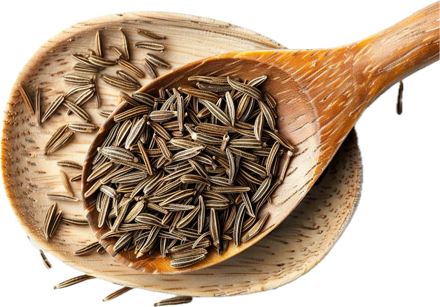 AI generated Dried Cumin Seeds in Wooden Spoon png
