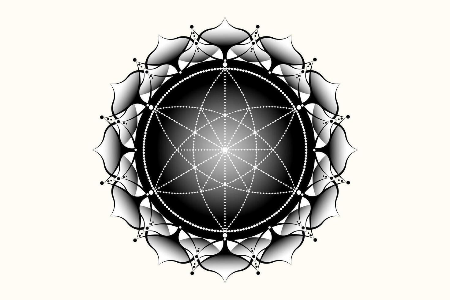 sagrado loto yantra mándala, místico flor de vida. sagrado geometría, vector logo gráfico elemento aislado. místico icono semilla de vida, geométrico dibujo firmar, esotérico loto flor en blanco antecedentes