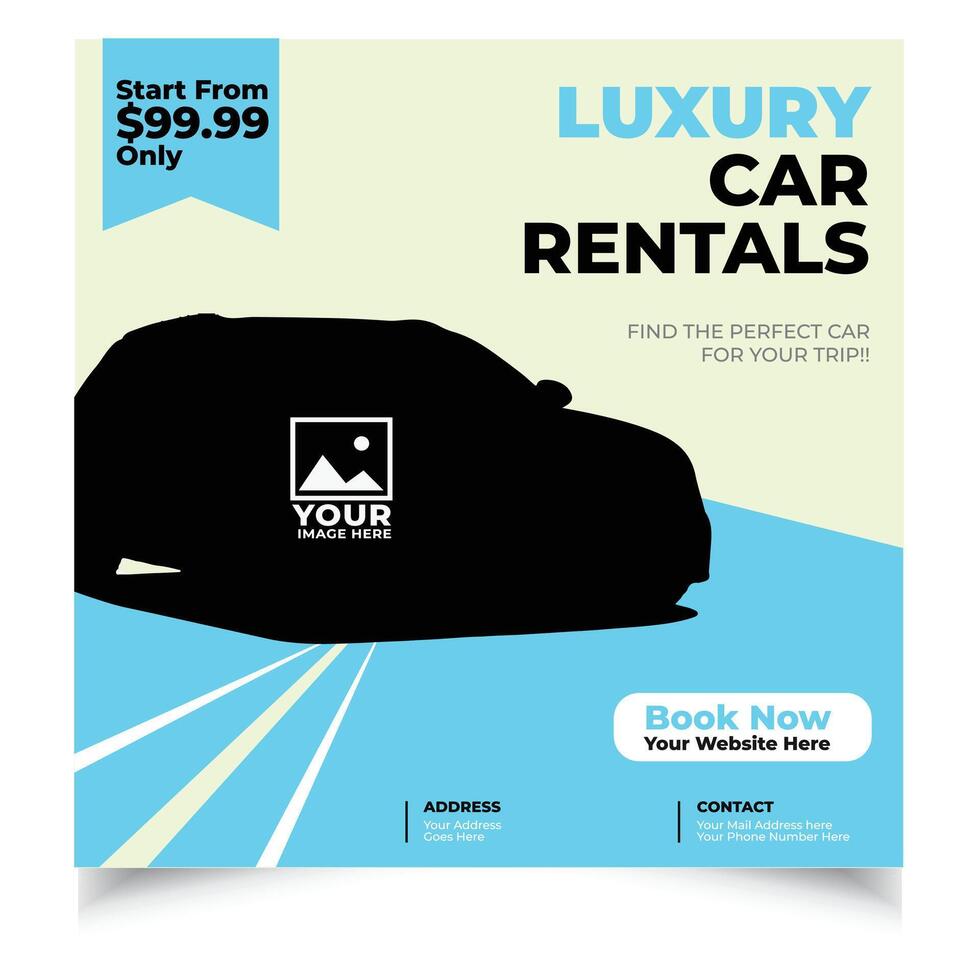Rent Car Social Media Post Banner Set of Flyer, Brochure design templates vector