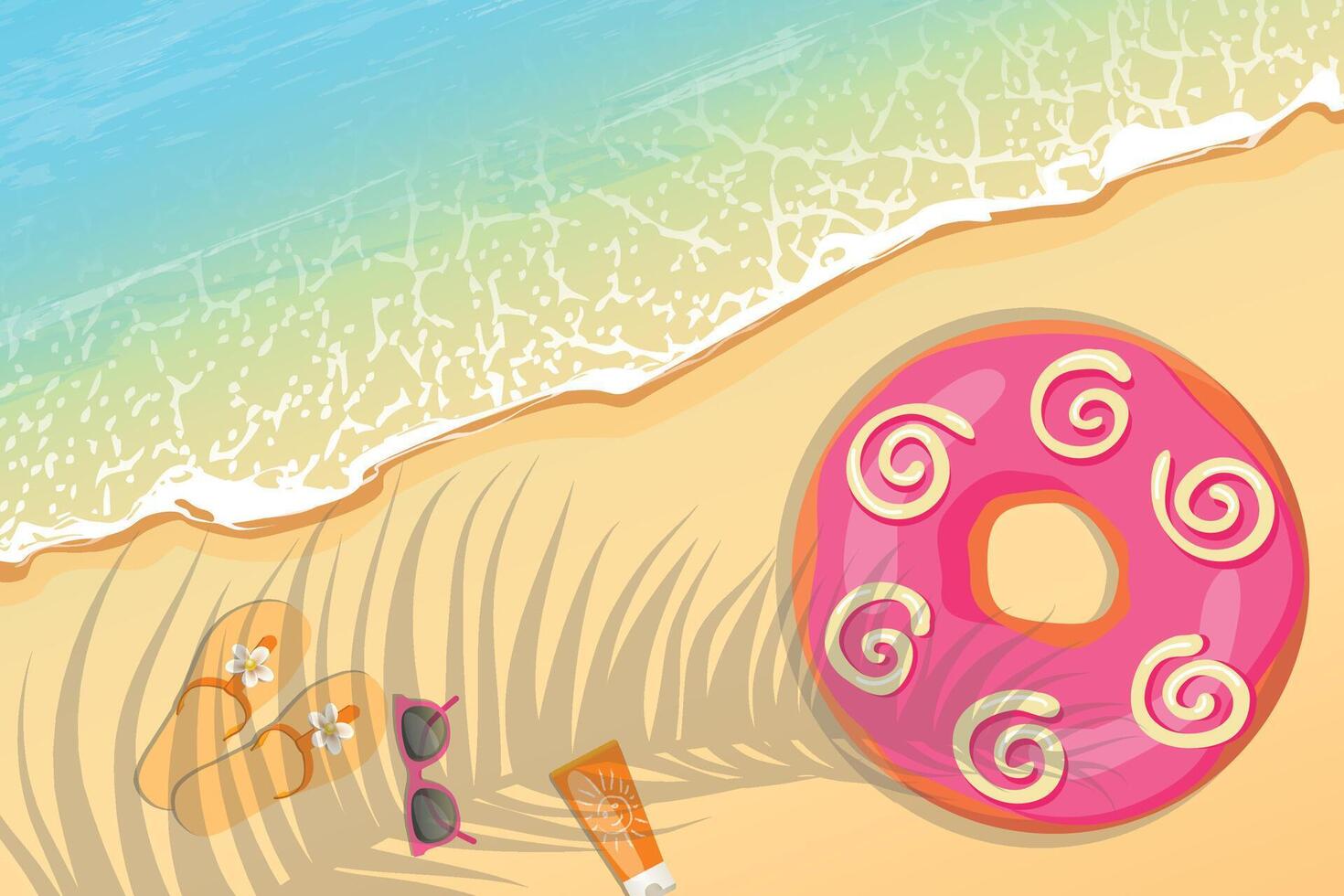 Vector aerial illustration of the summer seashore. Travel and vacation concept