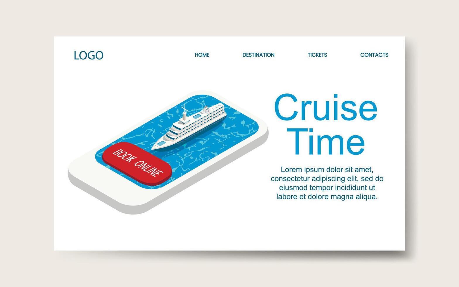 Cruise deals banner, isometric vector, book online concept vector