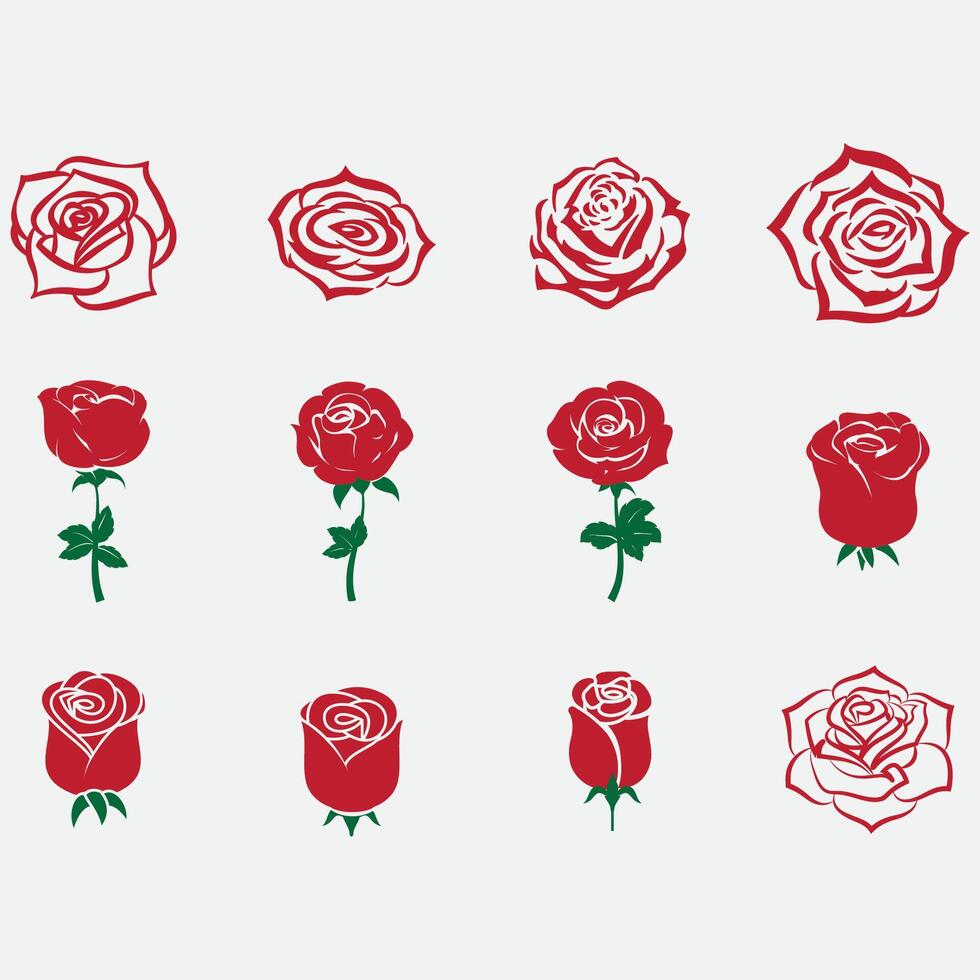 collection of rose flower logos vector