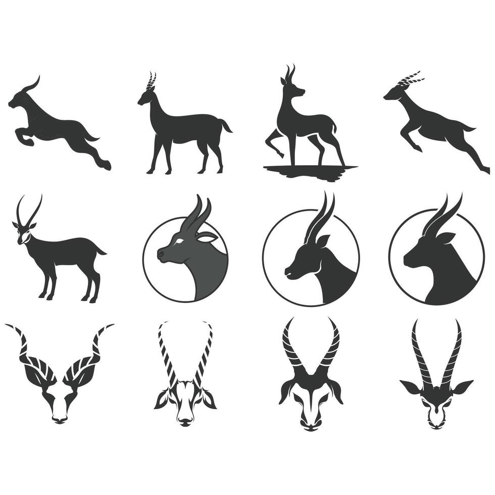 Icon set antelope. vector