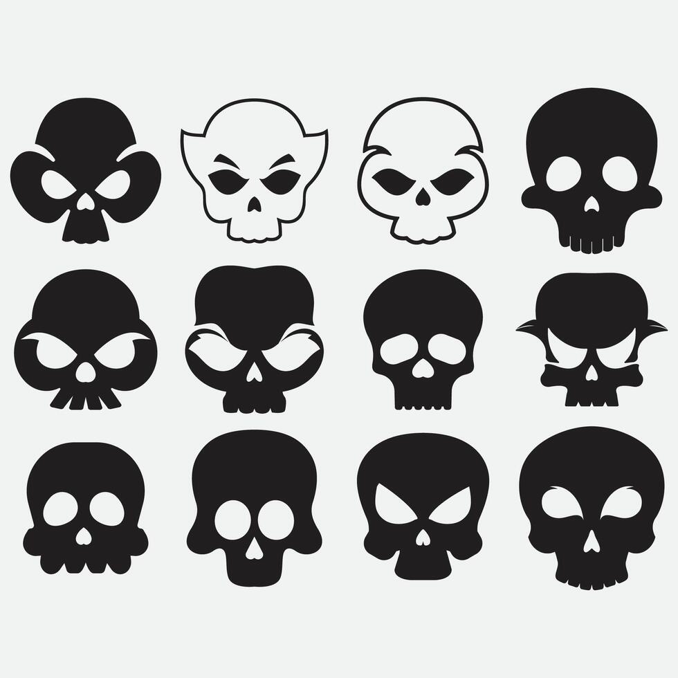 collection of skull demon logos vector