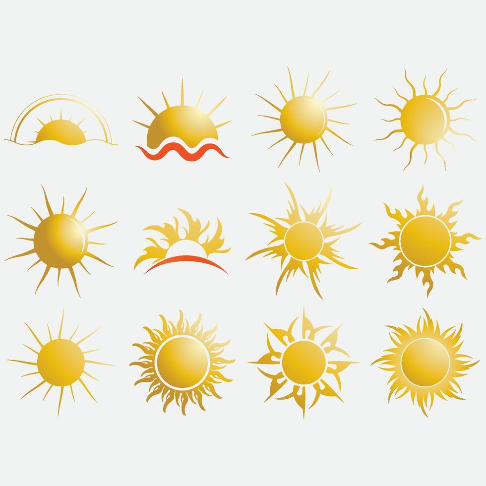 collection of sun logos vector