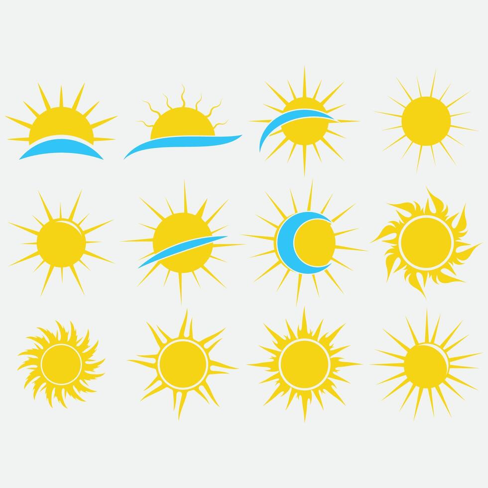 collection of sun logos vector