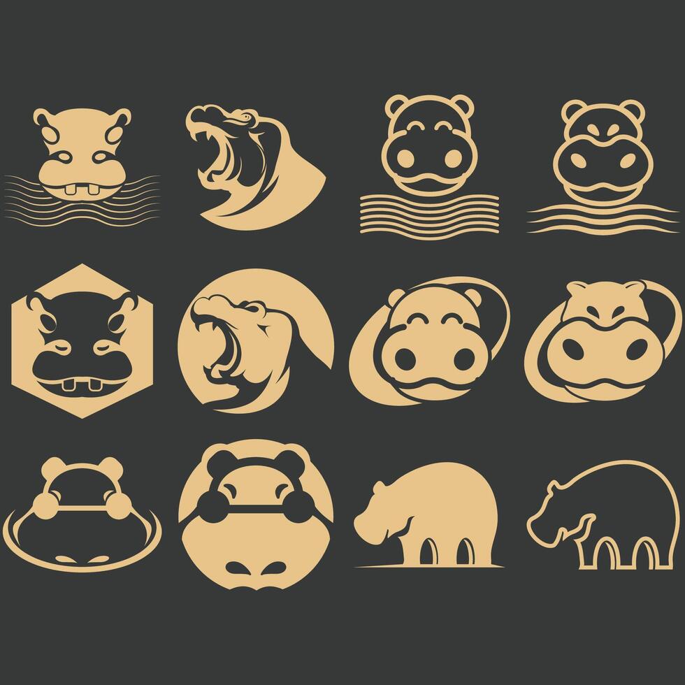 collection of Hippopotamus vector