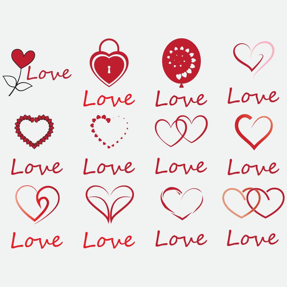 Icon set vector love