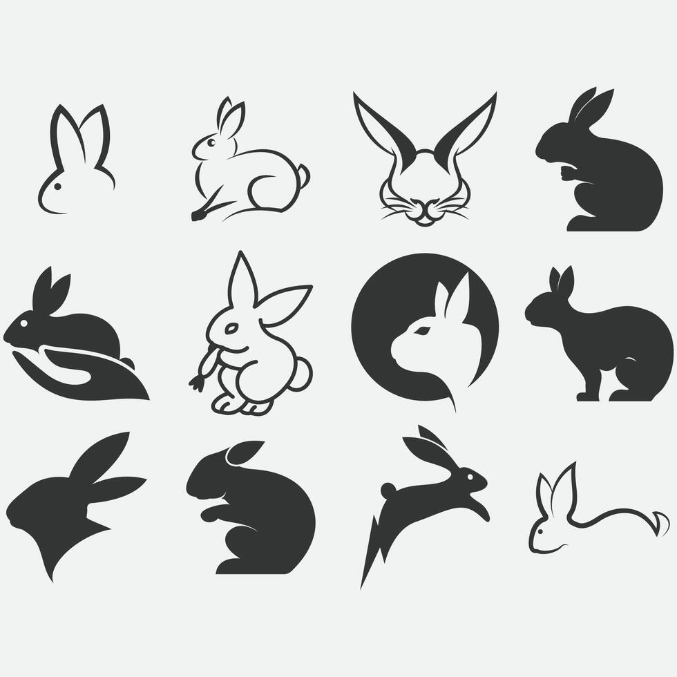 collection of rabbit logos vector